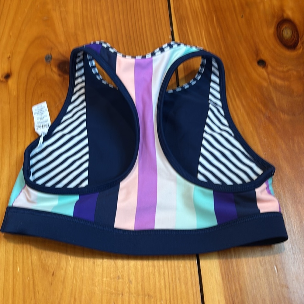 ATHLETA GIRL 12 Reversible Printed Swim Top Tank Style Stripes